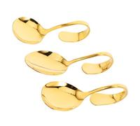 CATIEBYE 3pcs Stainless Steel Serving Spoon with Ergonomic Curved Handles for Seafood Sushi Buffet Multi Use Bent Dessert and Sauce Spoons for Tea Parties and Kitchen Serving