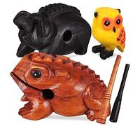 CATIEBYE 3pcs Wooden Sound Animals Toad Pig Owl Music Tone Blocks Decorative Wooden Musical Instruments for Home Office for Animal