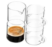 CATIEBYE 4 Pcs Glass Espresso Shot Cups and Small Milk Pitchers Compact Transparent Creamer Pitchers for Coffee Yogurt and Syrup and Space Saving Glass Mugs