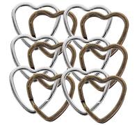 CATIEBYE 40Pcs Heart-Shaped Metal Key Rings Portable Keyrings for Keys DIY Crafting and Graduation Silver and Antique Bronze