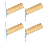 CATIEBYE 4pcs Adhesive Solid Beech Wood Hooks Natural Finish 2x6cm Wall Mounted Coat Hooks for Kitchen Towels, Hat Hangers and Clothes Storage in Home Organization