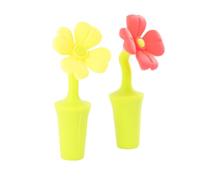 CATIEBYE 4pcs Creative Silicone Wine Stopper Flower Design with Red Yellow Clover Reusable Beverage Closure for Wine Bottle Decor Preservation Air-Tight Seal Dishwasher Safe