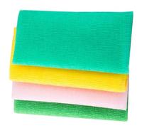 CATIEBYE 4pcs Exfoliating Bath Towels Set, Nylon Body Scrubber Washcloths with Bubble Foam, Skin-friendly Long Strip Shower Towels for Body Exfoliation and Dead Skin Removal, Random Color