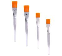 CATIEBYE 4pcs Face Mask Brush Set with Fiber Bristles, Washable and Comfortable for Facial Skin, Silver Handle Beauty Tools for DIY Skincare and Makeup Application