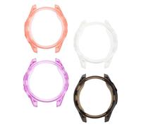 CATIEBYE 4pcs Full Cover Screen Protector Tempered Glass Shockproof Watch Case Compatible with Garmin Ultralight Installation Clear Black Purple Orange