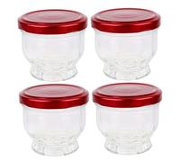 CATIEBYE 4pcs Glass Dessert Jars 75ml Pudding Containers Heat-resistant Cubilose Jars for Home and Shop for Honey and Sweet Treats