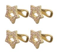 CATIEBYE 4pcs Golden Zircon and Metal Star Tooth Grills, Sparkly Clip-on Teeth Caps with Easy Installation, for Hip Hop Parties and Cosplay, Bling Mouth Jewelry Accessories