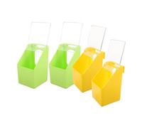 CATIEBYE 4pcs Hanging Bird Food Dispenser with Lid for Pigeon and Cockatiel Cage, Multi-function Plastic Feed Bowl Set in Green and Yellow for Bird Feeding Supplies