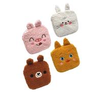 CATIEBYE 4pcs Plush Menstrual Pad Bags Portable and Washable Polyester Sanitary Napkin Storage Bags for Travel and Everyday Storage, Chic Cosmetic and Coin Holders for Women Random Color