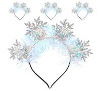CATIEBYE 4pcs Snowflake Headband Glitter Hair Band Silver Felt Pet Satin Iron Lightweight for Women Christmas Festive Holiday Winter Party Family Gatherings