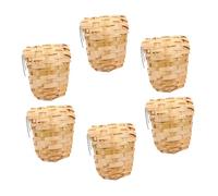 CATIEBYE 6Pcs Handwoven Bamboo Bird Houses with Hooks Breathable Nests for Outdoor Garden Safe Shelter Protecting Wild Birds From Wind and Rain Creative Rustic Decoration for Porch and