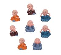 CATIEBYE 8pcs Resin Tiny Monk Figurines Set, Cute Buddhist Monks Statues for Home and Car Decoration, Spiritual Buddha Ornaments for Desktop and Temple Display