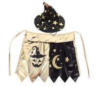 CATIEBYE Adjustable Cat Wizard Cloak and Hat Halloween Costume -patterned Pet Outfit for Cats and Dogs Easy Off Magical Cloak for Cosplay and Party Dress-up