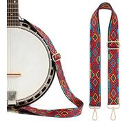 CATIEBYE Adjustable Vintage Banjo Strap with Wear-resistant Polyester Material and Colourful Printed Pattern for Banjo and Stringed Instruments