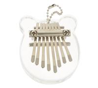 CATIEBYE Bear Shape Kalimba Thumb Piano 8-key Organic Glass Finger Piano Musical Instrument for Easy Practice and Finger Flexibility with Box