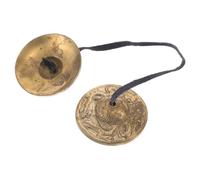 CATIEBYE Brass Finger Cymbals Pair with Elastic Band, Small Hand Percussion Zills Instrument for Belly Dance, Yoga, Party and Musical Practice in Golden Tone