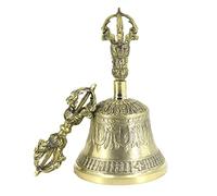 CATIEBYE Brass Vajra Bell for Meditation Handmade Traditional Buddhist Bell with Long Handle Unique Design for and Rituals Decorative Dorje for Mindfulness Practices