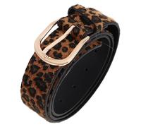 CATIEBYE Brown Leopard Suit Accessory Wide Elastic Belt for Women Animal Print Hip Belt Stylish Suede