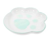 CATIEBYE Ceramic Cat Bowl with Cat Paw Design Blue Tilted Pet Feeder Anti-spill Food and Water Dish Easy to Clean High-grade Material
