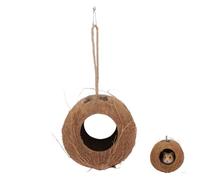 CATIEBYE Coconut Shell Hiding House Birds Eating Bowl Lizard Shelter Natural and Fresh Look Design Secure Hiding Cozy and Warm Environment for Parrots and Hamster