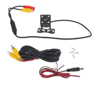 CATIEBYE Compact Black Reverse Camera for Cars with 4 LED Night Vision, Abs and Pvc Material, Includes Power and Video Lines, for Everyday Use and Parking Assistance