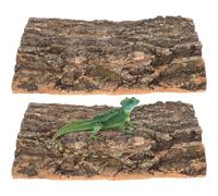 CATIEBYE Cork Bark Reptile Hide and Climbing Platform 2Pcs Natural Terrarium Landscape Bark for Lizards and Bearded Dragons for Vivarium Decoration 30x20cm