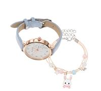 CATIEBYE Creative Cartoon Bunny Pattern Wrist Watch and Bracelet for PU Strap Lightweight Material Comfortable Cute Accessory for Students and Teens