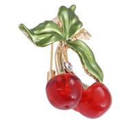 CATIEBYE Cute Cherry Lapel Brooch Pin for Women Featuring Red Rhinestones and Alloy Material, Lightweight and Sturdy Fruit-shaped Accessory for Daily Wear and Gifting