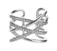 CATIEBYE Diamond Ring Lady Ring for Women Crossed Lines Design and Special Occasions