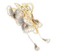 CATIEBYE Double Butterfly Claw Clip for Women Hair, Decorative Tassel Design with Artificial Crystal and Metal Material, Not Easy to Break Or Fade, for Christmas and Daily Hair Styling