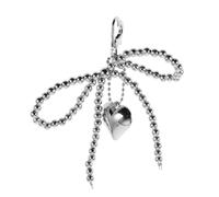 CATIEBYE Elegant Bow Pearl Heart Pendant Keychain Aesthetic Bag Charm for Women Stylish Keychain Accessory for Car Keys and Earbuds