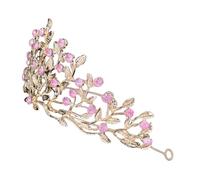 CATIEBYE Elegant Rhinestone Wedding Headband for Bride and Party, Romantic Pink Decorative Crown, Easy to Maintain and Can Be Styled in A Variety of Ways
