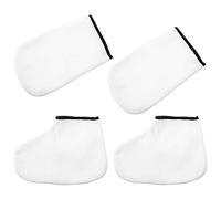 CATIEBYE Exfoliating Hand and Foot Gloves 2 Pairs White Thickened Moisturizing Mittens for Skin Care and Heat Preservation Suitable for Spa and Home Beauty Treatment