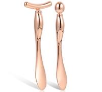 CATIEBYE Eye Cream Set Anti Puff Eye Roller 2pcs Zinc Alloy T Shape with and Compact Size Cosmetic Spoons and Facial Massage