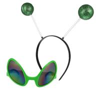 CATIEBYE Funny Festival Headdress Saucer Man Glasses Set Alien Halloween Decorative Party Accessories
