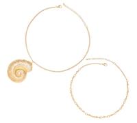 CATIEBYE Gold Conch Pendant Necklace for Men and Women, Creative Beach Jewelry Sweater Chain, Unique Conch Symbol Vacation Accessory