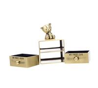 CATIEBYE Golden Zinc Alloy Baby Tooth Storage Box with Bear Shape and 2 Drawers, Portable and Easy to Store, Memory Keepsake Box for Children's First Teeth