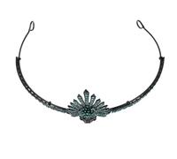 CATIEBYE Goth Skull Design Crown Rhinestone Headband for Halloween Witch Festival Party Queen Tiara Headdress for Adults Women