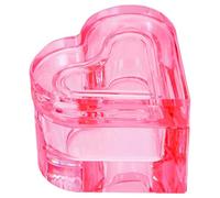 CATIEBYE Heart Shape Nail Liquid Dish Manicure Nail Cup Crystal Glass with Lid Portable Convenient Storage Unique Chic Design