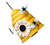 CATIEBYE Iron Bird House Hanging Nest for Outdoor and Courtyard Use Decorative Yellow Iron Craft Bird Nesting Box Providing Warmth and Parrots