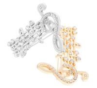CATIEBYE Lapel Pins 2Pcs Music Note Brooch Treble Clef Eighth Note Rhinestone Alloy Pins for Women Festival and Party Clothing (Gold/Silver)