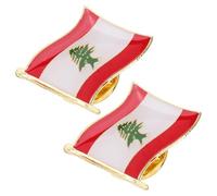CATIEBYE Lebanon Flag Compact Design 2pcs in Alloy Metal Lapel Pin Brooch Set Representing National Pride, for Backpacks and Scarves, for Casual Outings and Formal Events