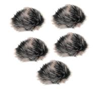 CATIEBYE Microphone Windproof Covers, 5pcs with Noise Reduction and Windproof Design Black Imitation Rabbit Mic Wind Muffs for Wireless Lapel Microphones for Live Streaming and Public