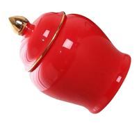 CATIEBYE Mini Red Ceramic Tea Canister Lid Sealed Storage Jar Multi-Function Home Kitchen Storage Canister for Tea Pills