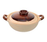 CATIEBYE Multi-functional 500ml Clay Stew Pot with Double Handles, Traditional Earthenware Cooking Pot for Household Soup, Casserole, and Garlic Roasting, High Temperature Resistant