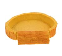 CATIEBYE Natural Color Resin Reptile Water Bowl with Bark Pattern Smooth Surface Lizard and Gecko Feeding Dish for Crawling Pets Safe Eco-friendly Water Container for Terrarium Use