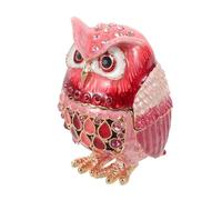 CATIEBYE Owl Jewelry Box Enamel Craft Metal Hinged Ring Holder Tabletop Centerpiece Collectible Bling Box Mini Storage Organizer Owl Decoration for Home