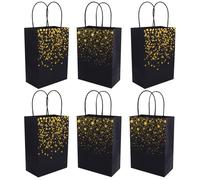 CATIEBYE Paper Party Bags Simple Design Large Capacity with Handle Black 12pcs Reusable Paper Pouches, Not Easy to Damage for Shopping and Party Favour Packaging