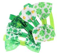 CATIEBYE Pet Bow Collars Bow Ties St Patrick's Day 5pcs Lightweight Polyester Green Tie Accessories for Dogs and Cats for Street and Holiday Party