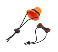 CATIEBYE Pet Lizard Wacky Costume with Orange Hat and Coffee Bow Tie Small Reptile Hat Bow-tie Kit for Crawling Pets Festive Novelty Party Accessory to Dress Up Lizards and Small Animals